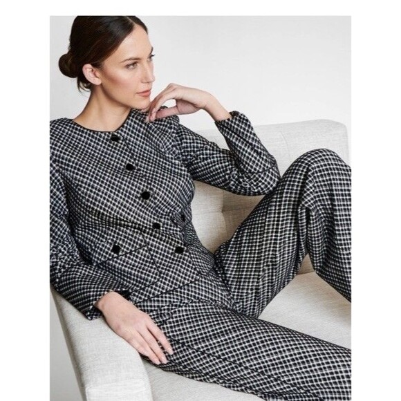 SPANX Women’s PONTE Lady Jacket Jacquard Plaid Blazer NWT Pockets M - Picture 2 of 16